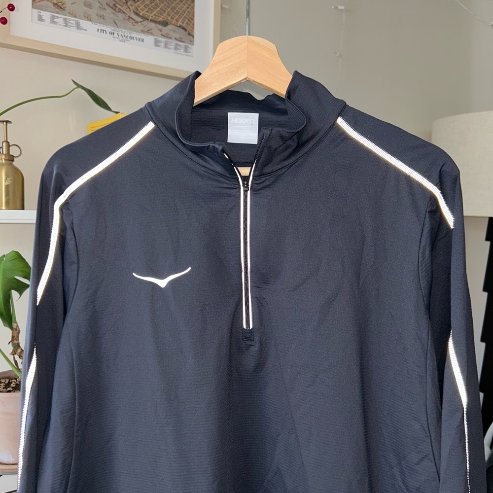 HOKA Mens Glide Tech Quarter Zip Performance Reflective Long Sleeve - Picture 2 of 12
